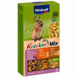 Vitakraft Kräcker Trio-Mix Miel-Epeautre / Fruits des Bois /Pop Corn Miel Lapins Nains P/3, Lapin, Popcorn, Fruit, Miel, 160  ...
