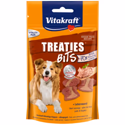Vitakraft Treaties Bits, Universel, Toutes races, Poulet, Foie, Porc, Volaille, Légumes, 120 g
