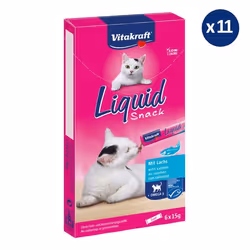 11 x 6 Friandises pour Chat au Saumon et Oméga 3 - Vitakraft Liquid Snack