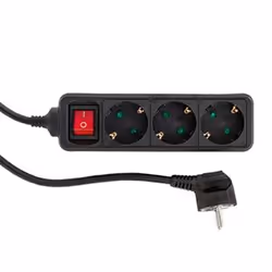 REV 0512371555, 1,4 m, Intérieure, Noir, 3 sortie(s) CA, 250 V, 50 Hz