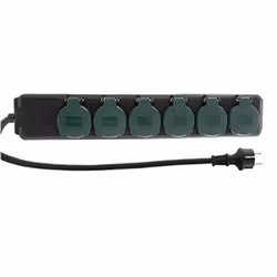 REV 0512469555, 1,4 m, Intérieur &amp; extérieur, IP44, 1,5 mm², Noir, 6 sortie(s) CA