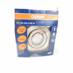 kit spot led 10W orientable Ø 91mm nickel brossé lampe GU10 blanc chaud 230V PRO R OSRAM 982087 Kit led 230V Orientable Kit L ...