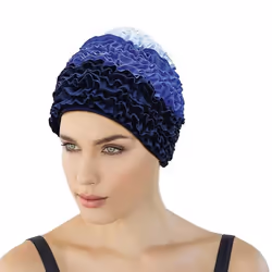 Fashy Bonnet de Bain - Volants avec Doublure en Plastique et Joint d - tanch - it - pour Femmes Bleu Taille Unique
