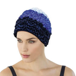 Fashy Bonnet de Bain - Volants avec Doublure en Plastique et Joint d - tanch - it - pour Femmes Bleu Taille Unique