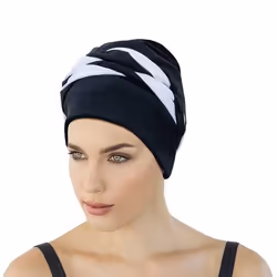 Bonnet de bain - Fashy - 3493 - Noir-blanc - Cordon - Doublure en plastique