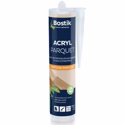 Description générale Mastic Bostik ACRYL parquet érable frêne pin 300ml, conçu pour les joints de finition sur parquets et so ...