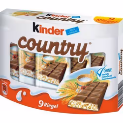 Ferrero Kinder Country, Chocolat au lait, 211 g, Chocolat, Lait, 1675 kJ, 400 kcal, 0,7 g