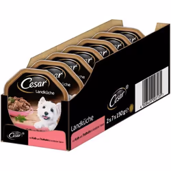 Cesar 4008429093135 - COMMUTATEUR KVM - Pâtée pour Chien Gamme Landküche - Veau et Dinde - Lot de 7 Paquets de 2 boîtes de 15 ...