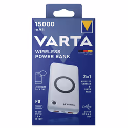 Varta 57908 101 111 banque d'alimentation électrique Lithium Polymère (LiPo) 15000 mAh Recharge sans fil Blanc