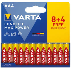 Pile longlife max power AAA/LR03 8+4 offertes Varta 1240621