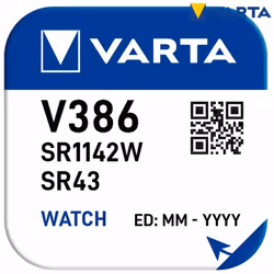 Pile bouton micro varta silver sr43 - v386 1,55v (blister 1 pièce) ø11,6x4,2mm (diamètre/hauteur)