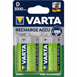 Varta -56720B, Batterie rechargeable, D, Hybrides nickel-métal (NiMH), 1,2 V, 2 pièce(s), 3000 mAh