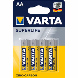 Varta SUPERLIFE, Batterie à usage unique, AA, Zinc-Carbone, 1,5 V, 4 pièce(s), Gris, Jaune