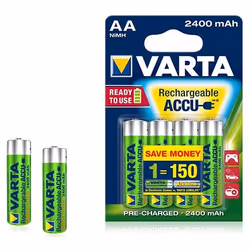 Varta -56756B, Batterie rechargeable, AA, Hybrides nickel-métal (NiMH), 1,2 V, 4 pièce(s), 2400 mAh