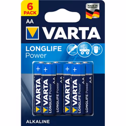 Varta Longlife Power, Batterie à usage unique, AA, Alcaline, 1,5 V, 6 pièce(s), Marine, Bleu
