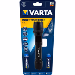 Varta INDESTRUCTIBLE F20, Lampe torche, Noir, Aluminium, Caoutchouc, 9 m, IPX4, LED