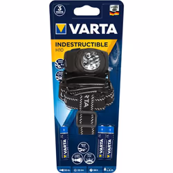 Varta INDESTRUCTIBLE H10, Lampe frontale, Noir, Caoutchouc, 9 m, IPX4, LED