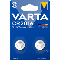 Varta 06016, Batterie à usage unique, CR2016, Lithium, 3 V, 2 pièce(s), Métallique