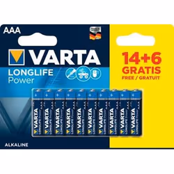 Varta Longlife Power, Batterie à usage unique, AAA, Alcaline, 1,5 V, 20 pièce(s), Bleu, Jaune
