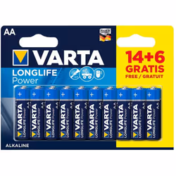 Varta Longlife Power, Batterie à usage unique, AA, Alcaline, 1,5 V, 20 pièce(s), Bleu, Jaune