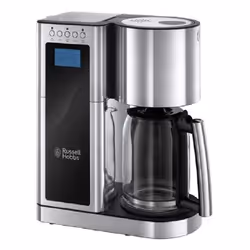 Russell Hobbs Elegance, Machine à café filtre, 1,25 L, Café moulu, 1600 W, Noir, Acier inoxydable