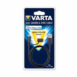 Varta 57943101401, 1 m, USB A, Micro-USB B/Lightning, Mâle/Mâle, Noir