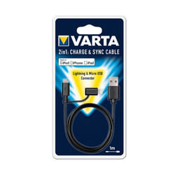Varta 57943101401 câble USB 1 m USB A Micro-USB B/Lightning Noir