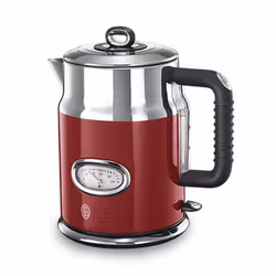 Russell Hobbs Retro Ribbon, 1,7 L, 2400 W, Rouge, Argent, Acier inoxydable, Indicateur de niveau d'eau, Sans fil