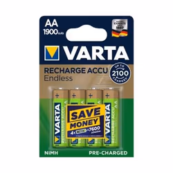 Varta 56676 101 404, Batterie rechargeable, AA, Hybrides nickel-métal (NiMH), 1,2 V, 4 pièce(s), 1900 mAh