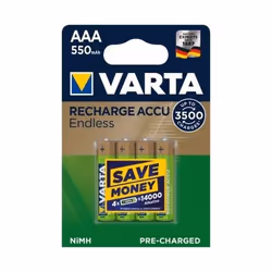 Varta 56663 101 404, Batterie, Or, Vert, Hybrides nickel-métal (NiMH), 550 mAh, 1,2 V, AAA