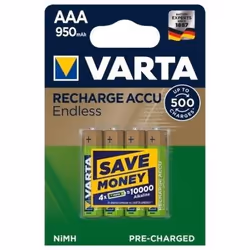 Varta Endless AAA 950mAh, Batterie rechargeable, AAA, Hybrides nickel-métal (NiMH), 1,2 V, 4 pièce(s), 950 mAh