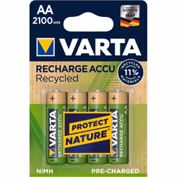 Varta Recycled AA 2100mAh, Batterie rechargeable, AA, Hybrides nickel-métal (NiMH), 1,2 V, 4 pièce(s), 2100 mAh