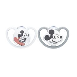 NUK Disney Mickey Mouse Tétine pour bébé classique Orthodontique Silicone Gris, Blanc