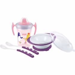 Manger dans de la belle vaisselle donne encore plus d’appétit. Le récipient alimentaire pour enfants NUK Learn to Eat Set Gir ...