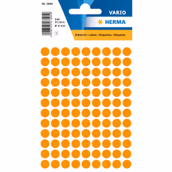 HERMA Étiquettes universelles Ø 8 mm rondes, oranges fluo, papier mat, 540 pcs, Orange, Cercle, Universel, Cellulose, Mat, Al ...