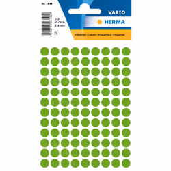HERMA Étiquettes universelles Ø 8 mm rondes, vertes fluo, papier mat, 540 pcs, Vert, Cercle, Universel, Cellulose, Mat, Allem ...