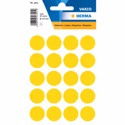 HERMA Étiquettes universelles Ø 19 mm rondes, jaunes, papier mat, 100 pcs, Jaune, Cercle, Universel, Cellulose, Mat, Allemagn ...