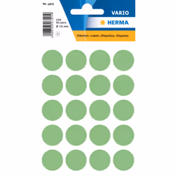 HERMA Étiquettes universelles Ø 19 mm rondes, vertes, papier mat, 100 pcs, Vert, Cercle, Universel, Cellulose, Mat, Allemagne