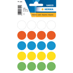 HERMA Étiquettes universelles Ø 19 mm rondes, couleurs assorties, papier mat, 100 pcs