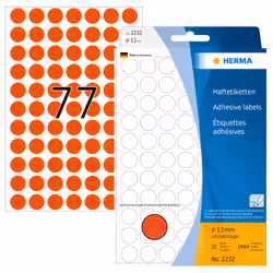 HERMA Étiquettes/pastilles de couleur Ø 13 mm rondes, rouges, papier mat, inscription à main, 2464 pcs, Rouge, Cercle, Cellul ...