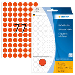 HERMA Étiquettes/pastilles de couleur Ø 13 mm rondes, rouges, papier mat, inscription à main, 2464 pcs