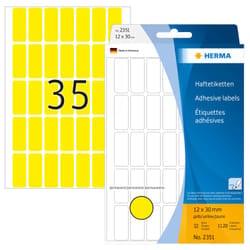 HERMA Étiquettes universelles 12x30 mm, jaunes, papier mat, inscription à main, 1120 pcs