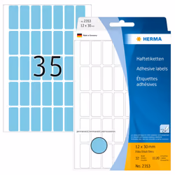 HERMA Étiquettes universelles 12x30 mm, bleues, papier mat, inscription à main, 1120 pcs, Bleu, Rectangle aux angles arrondis ...