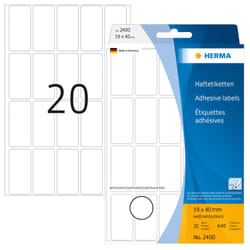 HERMA Étiquettes universelles 19x40 mm, blanches, papier mat, inscription à main, 640 pcs