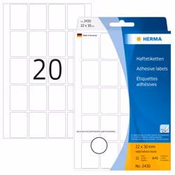 HERMA Étiquettes universelles 22x32 mm, blanches, papier mat, inscription à main, 640 pcs, Blanc, Rectangle aux angles arrond ...