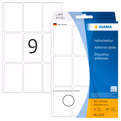 HERMA Étiquettes universelles 34x53 mm, blanches, papier mat, inscription à main, 288 pcs, Blanc, Rectangle aux angles arrond ...