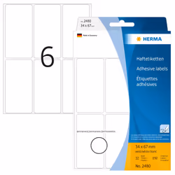 HERMA Étiquettes universelles 34x67 mm, blanches, papier mat, inscription à main, 192 pcs, Blanc, Rectangle aux angles arrond ...