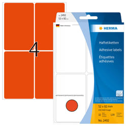 HERMA Étiquettes universelles 52x82 mm, rouges, papier mat, inscription à main, 128 pcs