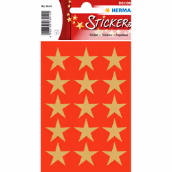 HERMA Stickers Étoiles 5 pointes, doré, Ø 22 mm, Papier, Or, Motif étoilé, Permanent, Sun, moon, stars, Noël