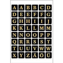 HERMA Letters 13x13mm A-Z film black gold embossed 2 sheets étiquette auto-collante Or